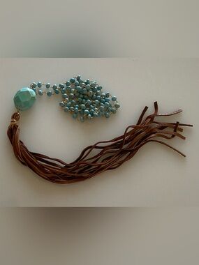 Turquoise Beaded Tassel Necklace